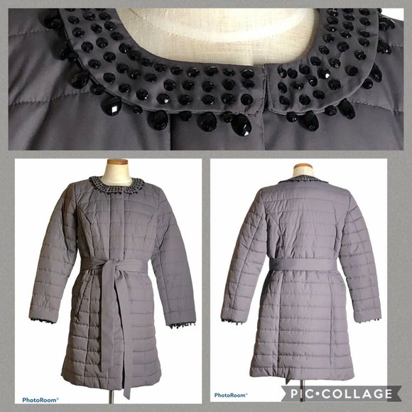 NWT Dennis Basso Quilted Gray Coat Size Small - Picture 9 of 9